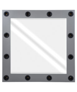 GloboStar® MAKEUP MIRROR-80×80-6 Μοντέρνος Καθρέπτης Μακιγιάζ με Πλαίσιο Φυσικού Ξύλου με Διακόπτη On/Off 12 x E27 AC220-240V – Μ80 x Π7 x Υ80cm – Γκρι Ανθρακί