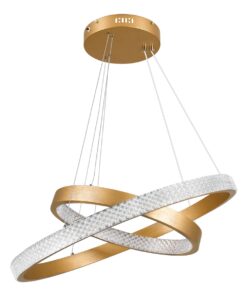 GloboStar® DIAMOND DUO 61151-DECO Κρεμαστό Φωτιστικό Δαχτυλίδι-Κύκλος LED CCT 75W 8743lm 360° AC 220-240V – Εναλλαγή Φωτισμού μέσω Τηλεχειριστηρίου All In One Ψυχρό 6000k+Φυσικό 4500k+Θερμό 2700k Dimmable Φ40+60cm – Χρυσό Βούρτσας – 3 Years Warranty