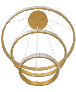 GloboStar® DIAMOND TRIO 61137-DECO Κρεμαστό Φωτιστικό Δαχτυλίδι-Κύκλος LED CCT 100W 12123lm 360° AC 220-240V – Εναλλαγή Φωτισμού μέσω Τηλεχειριστηρίου All In One Ψυχρό 6000k+Φυσικό 4500k+Θερμό 2700k Dimmable Φ25+40+60cm – Χρυσό Βούρτσας – 3 Years Warranty