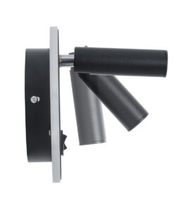 GloboStar® LADY-R 60938 Μοντέρνο Φωτιστικό Τοίχου – Απλίκα Ξενοδοχείου Bed Side LED 6W 600lm 36° & 360° AC 220-240V – Reading Light & Κρυφός Φωτισμός – Φορτιστής USB 3A – Φ15 x Υ7cm – Φυσικό Λευκό 4500K – Μαύρο – 3 Χρόνια Εγγύηση