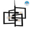 GloboStar® LOOP 00904 Μοντέρνο Industrial Κρεμαστό Φωτιστικό Οροφής Πολύφωτο 4 x E27 Μαύρο Μεταλλικό Μ52 x Π52 x Υ42cm