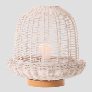 ΠΟΡΤΑΤΙΦ E27 ΒΑΣΗ ΞΥΛΟ & RATTAN Φ29×30 ΛΕΥΚΟ EUROLAMP 144-78001