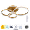 GloboStar® VENOM 61125 Φωτιστικό Οροφής Δαχτυλίδι-Κύκλος LED CCT 100W 12100lm 360° AC 220-240V – Εναλλαγή Φωτισμού μέσω Τηλεχειριστηρίου All In One Ψυχρό 6000k+Φυσικό 4500k+Θερμό 2700k Dimmable Φ25+30+40cm+BackLight – Χρυσό Βούρτσας – 3 Years Warranty