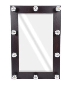 GloboStar® MAKEUP MIRROR-60×90-2 Μοντέρνος Καθρέπτης Μακιγιάζ με Πλαίσιο Φυσικού Ξύλου με Διακόπτη On/Off 10 x E27 AC220-240V – Μ60 x Π7 x Υ90cm – Καφέ Wenge