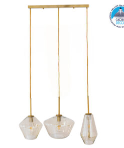 GloboStar® AMARIS 00977 Μοντέρνο Κρεμαστό Φωτιστικό Οροφής Τρίφωτο 3 x E27 Γυάλινο Φιμέ Μελί Μ75 x Π30 x Υ30cm