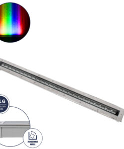 GloboStar® UNDERGROUND-PASSAGGIO 90197 Χωνευτό Φωτιστικό Wall Washer Δαπέδου LED 24W 2040lm 10° DC 24V Αδιάβροχο IP68 με Ρυθμιζόμενη Γωνία Φωτισμού L108 x W9 x H7.5cm RGBW DMX512 – Ανοξείδωτο Ατσάλι – 3 Years Warranty