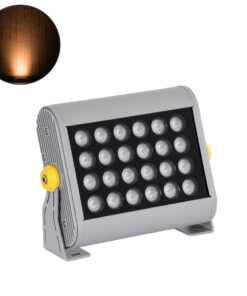 GloboStar® FLOOD-HENA 90444 Προβολέας Wall Washer για Φωτισμό Κτιρίων LED 24W 2040lm 30° AC 220-240V Αδιάβροχο IP67 Μ22.5 x Π6 x Υ16.5cm Αρχιτεκτονικό Πορτοκαλί 2200K – Ασημί – 3 Years Warranty