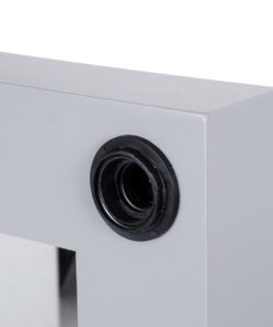 GloboStar® MAKEUP MIRROR-60×90-3 Μοντέρνος Καθρέπτης Μακιγιάζ με Πλαίσιο Φυσικού Ξύλου με Διακόπτη On/Off 10 x E27 AC220-240V – Μ60 x Π7 x Υ90cm – Γκρι Τσιμέντου