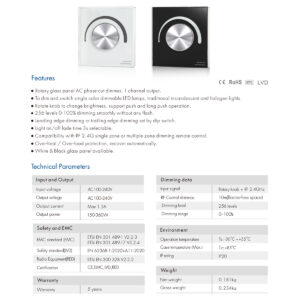 GloboStar® 71455 S1-K SKYDANCE AC Smart RF 2.4Ghz & Ροοστάτη – Push ON/OFF Triac Dimming AC100-240V σε AC100-240V 1 x 1.5A 360W – Max 1.5A 360W – IP20 – Μαύρο Σώμα – Μ8.5 x Π8.5 x Υ5cm – 5 Years Warranty