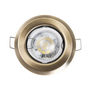 GloboStar® DELTA 77813 Χωνευτό Στρόγγυλο Σποτ Οροφής για Λάμπα MR16 με Βάση GU5.3 ή GU10 – IP20 – Μεταλλικό – Φ83 x Υ31mm – Μπρούτζινο – 5 Χρόνια Εγγύηση
