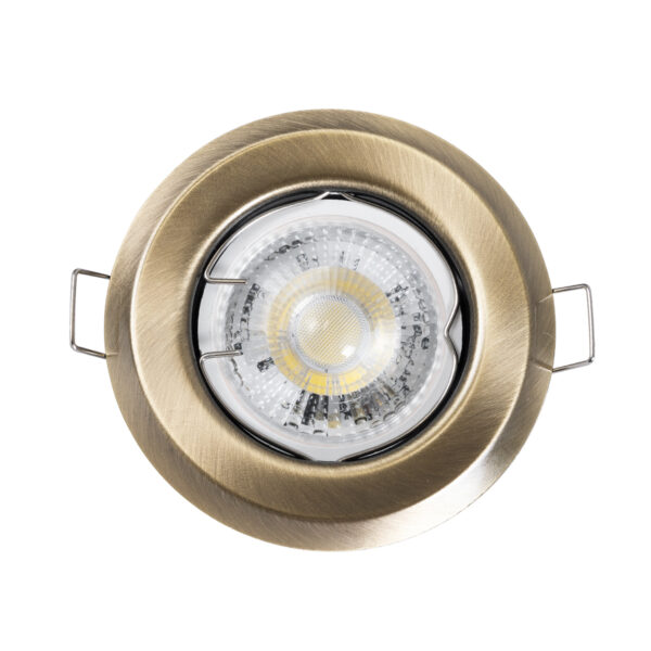 GloboStar® DELTA 77813 Χωνευτό Στρόγγυλο Σποτ Οροφής για Λάμπα MR16 με Βάση GU5.3 ή GU10 – IP20 – Μεταλλικό – Φ83 x Υ31mm – Μπρούτζινο – 5 Χρόνια Εγγύηση
