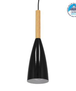 GloboStar® DILLON 00877 Μοντέρνο Κρεμαστό Φωτιστικό Οροφής Μονόφωτο 1 x E27 Μαύρο Μεταλλικό Καμπάνα Φ11 x Υ36cm