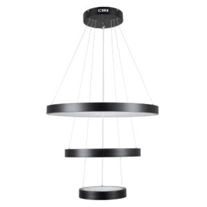 GloboStar® NEMESIS TRIO 61167-DECO Κρεμαστό Φωτιστικό Δαχτυλίδι-Κύκλος LED CCT 100W 12123lm 360° AC 220-240V – Εναλλαγή Φωτισμού μέσω Τηλεχειριστηρίου All In One Ψυχρό 6000k+Φυσικό 4500k+Θερμό 2700k Dimmable Φ25+40+60cm – Μαύρο – 3 Years Warranty