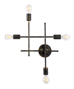 GloboStar® PIPING 00663 Vintage Επιτοίχιο Φωτιστικό Πολύφωτο 4xE27 AC220-240V IP20 – Μ40 x Π9 x Υ52cm – Μπρούτζινο Μεταλλικό Πλέγμα