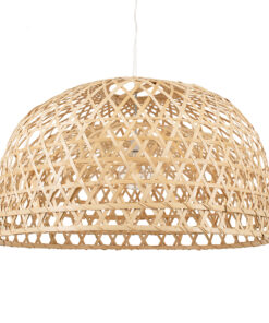 GloboStar® MANGEA 00717 Vintage Κρεμαστό Φωτιστικό Οροφής Μονόφωτο 1 x E27 Καφέ Ξύλινο Μπαμπού Φ100 x Y59cm