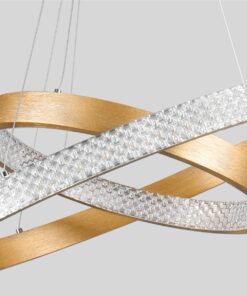 GloboStar® DIAMOND DUO 61151 Κρεμαστό Φωτιστικό Δαχτυλίδι-Κύκλος LED CCT 75W 8743lm 360° AC 220-240V – Εναλλαγή Φωτισμού μέσω Τηλεχειριστηρίου All In One Ψυχρό 6000k+Φυσικό 4500k+Θερμό 2700k Dimmable Φ40+60cm – Χρυσό Βούρτσας – 3 Years Warranty