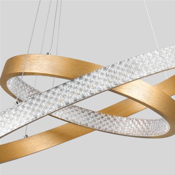 GloboStar® DIAMOND DUO 61151-DECO Κρεμαστό Φωτιστικό Δαχτυλίδι-Κύκλος LED CCT 75W 8743lm 360° AC 220-240V – Εναλλαγή Φωτισμού μέσω Τηλεχειριστηρίου All In One Ψυχρό 6000k+Φυσικό 4500k+Θερμό 2700k Dimmable Φ40+60cm – Χρυσό Βούρτσας – 3 Years Warranty