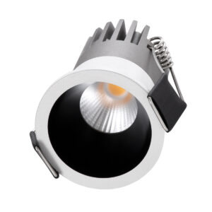 GloboStar® MICRO-S 60235 Χωνευτό LED Spot Downlight TrimLess Φ4cm 5W 625lm 38° AC 220-240V IP20 Φ4 x Υ5.9cm – Στρόγγυλο – Λευκό με Μαύρο Κάτοπτρο – Θερμό Λευκό 2700K – Bridgelux COB – 5 Years Warranty
