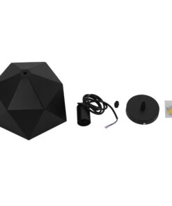 GloboStar® HEXAGON 01195 Μοντέρνο Κρεμαστό Φωτιστικό Οροφής Μονόφωτο Μαύρο – Χρυσό Μεταλλικό Καμπάνα Φ46 x Y25cm