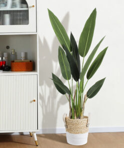 GloboStar® Artificial Garden NEVADA 20575 Διακοσμητικό Πλεκτό Κασπώ Γλάστρα – Flower Pot Μπεζ με Λευκό Φ23 x Υ23cm