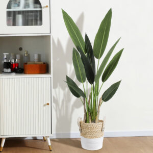GloboStar® Artificial Garden NEVADA 20575 Διακοσμητικό Πλεκτό Κασπώ Γλάστρα – Flower Pot Μπεζ με Λευκό Φ23 x Υ23cm