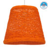 GloboStar® PLAYROOM 00997 Vintage Κρεμαστό Φωτιστικό Οροφής Μονόφωτο 1 x E27 Πορτοκαλί Ξύλινο Ψάθινο Rattan Φ32 x Υ27cm
