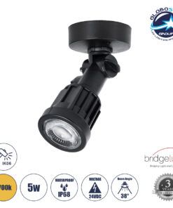 GloboStar® GARDENINI 61546 Επιφανειακό Φωτιστικό Σποτ Κήπου LED 5W 650lm 38° DC 24V IP68 Υψηλής Αντοχής ABS IK06 Φ7 x Υ14.5cm – Θερμό Λευκό 2700K Dimmable – Μαύρο – Bridgelux Chip – 3 Years Warranty