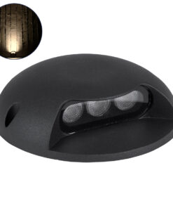 GloboStar® STEP-LUNA 90616 Επιφανειακό Φωτιστικό Σκαλοπατιού – Διαδρόμου LED 3W 330lm 10° DC 24V Αδιάβροχο IP65 Φ12 x Υ3cm Θερμό Λευκό 2700K – Μαύρο – 3 Χρόνια Εγγύηση