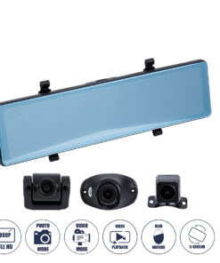 GloboStar® 86057 Καθρέπτης Αυτοκινήτου με 3 Κάμερες 3CHs AHD 1080P 170° – 4G Sim Card Slot – WiFi – GPS Navigator – Bluetooth – G Sensor – 24h Monitoring – FM Transmitter – Νυχτερινή Όραση – Μαύρο