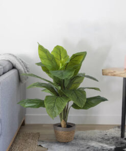 GloboStar® Artificial Garden ANTIPAROS 20289 Διακοσμητικό Πλεκτό Καλάθι – Κασπώ Γλάστρα – Flower Pot Μπεζ με Γκρι Φ22cm x Υ15cm