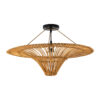 GloboStar® PALERMO 02308 Boho Φωτιστικό Οροφής Μονόφωτο 1 x E27 AC220-240V IP20 – Φ60 x Υ36cm – Μπεζ Καφέ Ξύλινο Μπαμπού Πλέγμα – 5 Χρόνια Εγγύηση