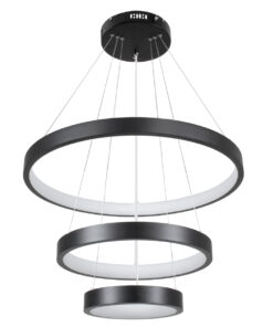 GloboStar® NEMESIS TRIO 61167-DECO Κρεμαστό Φωτιστικό Δαχτυλίδι-Κύκλος LED CCT 100W 12123lm 360° AC 220-240V – Εναλλαγή Φωτισμού μέσω Τηλεχειριστηρίου All In One Ψυχρό 6000k+Φυσικό 4500k+Θερμό 2700k Dimmable Φ25+40+60cm – Μαύρο – 3 Years Warranty