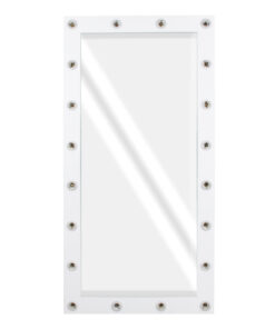 GloboStar® MAKEUP MIRROR-160×80-4 Μοντέρνος Καθρέπτης Μακιγιάζ με Πλαίσιο Φυσικού Ξύλου με Διακόπτη On/Off 20 x E27 AC220-240V – Μ80 x Π7 x Υ160cm – Λευκή Λάκα