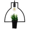 GloboStar® FLOWERPOT 10001209 Μοντέρνο Κρεμαστό Φωτιστικό Οροφής Μονόφωτο 1 x E27 Μαύρο Μεταλλικό με Διακοσμητικό Φυτό Φ34 x Y34cm