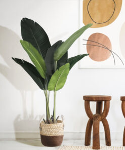 GloboStar® Artificial Garden CAROLINA 20578 Διακοσμητικό Πλεκτό Κασπώ Γλάστρα – Flower Pot Μπεζ με Καφέ και Λευκό Φ23 x Υ23cm