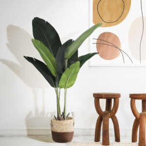 GloboStar® Artificial Garden CAROLINA 20578 Διακοσμητικό Πλεκτό Κασπώ Γλάστρα – Flower Pot Μπεζ με Καφέ και Λευκό Φ23 x Υ23cm
