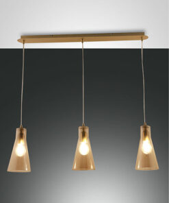 Κρεμαστό Φωτιστικό   Fabas Luce Dafne 3X E27 Μελί     – 3596-47-125