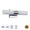 GloboStar® ANAIS 60410 Μοντέρνο Φωτιστικό Τοίχου – Απλίκα Καθρέπτη Μπάνιου – Πίνακα 2 x G9 270° AC 220-240V IP44 Μ34 x Π12 x Υ11cm – Χρώμιο Νίκελ – 5 Χρόνια Εγγύηση