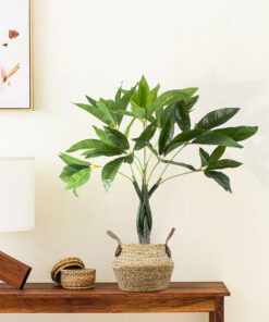 GloboStar® Artificial Garden ANDROS 20315 Διακοσμητικό Πλεκτό Καλάθι – Κασπώ Γλάστρα – Flower Pot Καφέ με Μπεζ Φ18cm x Υ21cm