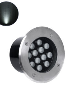 GloboStar® UNDERGROUND-TINA 90668 Χωνευτό Φωτιστικό Σποτ Δαπέδου LED 12W 1380lm 30° DC 24V Αδιάβροχο IP65 Φ16 x Υ9cm Φυσικό Λευκό 4500K – Ανοξείδωτο Ατσάλι – 3 Years Warranty