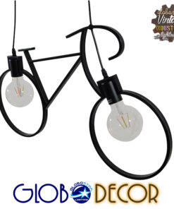 GloboStar® BIKE BLACK 01213 Vintage Κρεμαστό Φωτιστικό Οροφής Δίφωτο 2 x E27 Μαύρο Μεταλλικό Μ67 x Π1.5 x Υ41cm