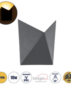 GloboStar® STEALTH 60519 Φωτιστικό Τοίχου – Απλίκα Αρχιτεκτονικού Φωτισμού Εσωτερικού/Εξωτερικού Χώρου Up or Down LED 10W 1000lm 60° AC220-240V Αδιάβροχο IP65 – Σώμα Αλουμινίου & Tempered Glass – Μ17 x Π17 x Υ7.5cm – Θερμό Λευκό 2700K – Γκρι Ανθρακί – Bridgelux Chip – 5 Years Warranty