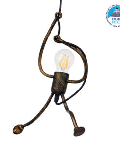 GloboStar® LITTLE MAN 01653 Μοντέρνο Κρεμαστό Φωτιστικό Οροφής Μονόφωτο 1 x E27 Καφέ Σκουριά Μεταλλικό Φ20 x Υ40cm