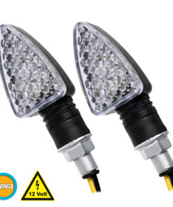 GloboStar® 81751 ΣΕΤ 2 x Φλάς Μοτοσυκλέτας Universal Triangle LED Diode 5W DC 12V Πορτοκαλί Αδιάβροχα IP65