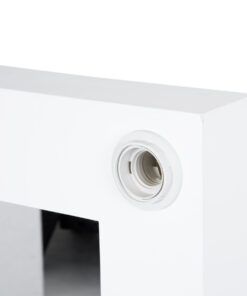 GloboStar® MAKEUP MIRROR-80×80-4 Μοντέρνος Καθρέπτης Μακιγιάζ με Πλαίσιο Φυσικού Ξύλου με Διακόπτη On/Off 12 x E27 AC220-240V – Μ80 x Π7 x Υ80cm – Λευκή Λάκα