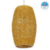 GloboStar® SAO PAULO 01631 Vintage Κρεμαστό Φωτιστικό Οροφής Μονόφωτο 1 x E27 Καφέ Ξύλινο Rattan Φ15 x Υ25cm