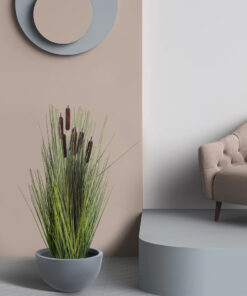 GloboStar® Artificial Garden BALTIMORE 20696 Διακοσμητικό Πολυεστερικό Τσιμεντένιο Κασπώ Γλάστρα – Flower Pot Γκρι Φ43 x Υ23cm