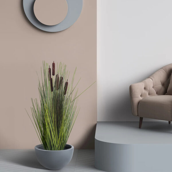 GloboStar® Artificial Garden BALTIMORE 20696 Διακοσμητικό Πολυεστερικό Τσιμεντένιο Κασπώ Γλάστρα – Flower Pot Γκρι Φ43 x Υ23cm