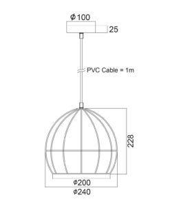 Κρεμαστό Φωτιστικό Οροφής E27 Πλέγμα Ø240 Μεταλλικό Μαύρο ACA DECOR – KS202925BK