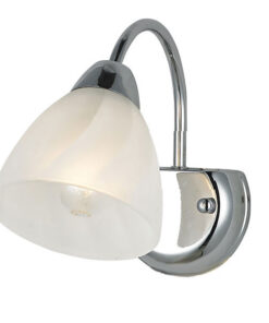 Φωτιστικό Απλίκα 1ΧE14 Μεταλλικό Χρώμιο Λευκό Γυαλί Αμμοβολή ACA DECOR – DLX7391W